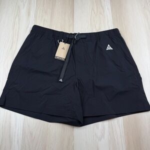 NWT Nike ACG Mens Black Woven Loose Fit Above Knee Length Hiking Shorts Size XL